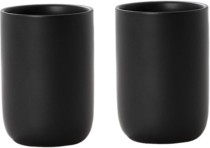 Bathroom Ceramic Toothbrush Cup, Matte Black Toothbrush Cup Holder, Bathroom Storage Organizer