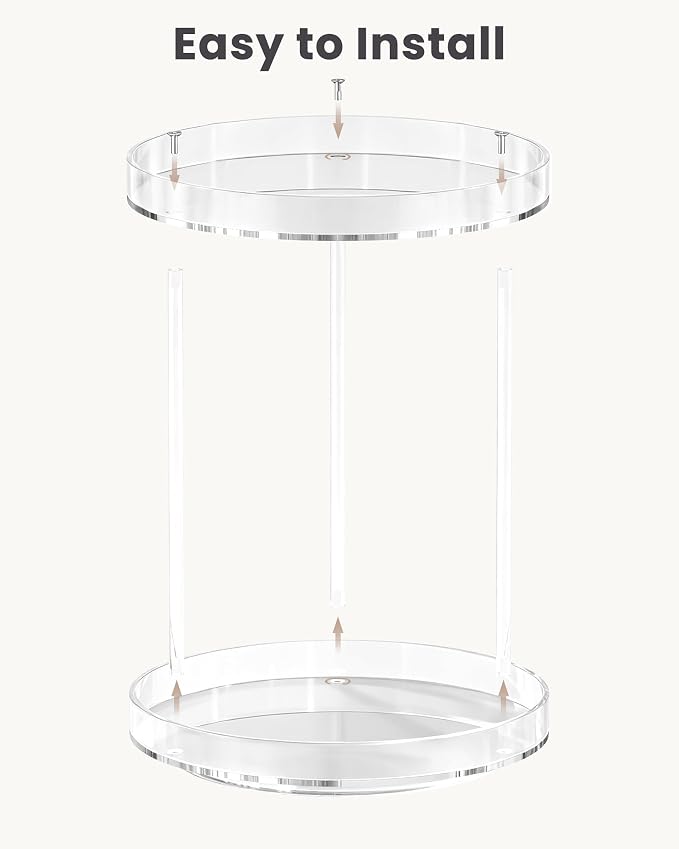 Lolalet 360 Degree Rotating Acrylic Perfume Organizer Stand, 2 Tiers Clear Perfumes Holder Display Rack, Makeup Skincare Organization for Vanity Bathroom Countertop -Large, Clear