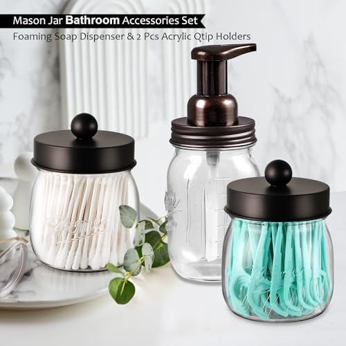 SheeChung 3 Piece Mason Jar Bathroom Accessories Set,Farmhouse Bathroom Set