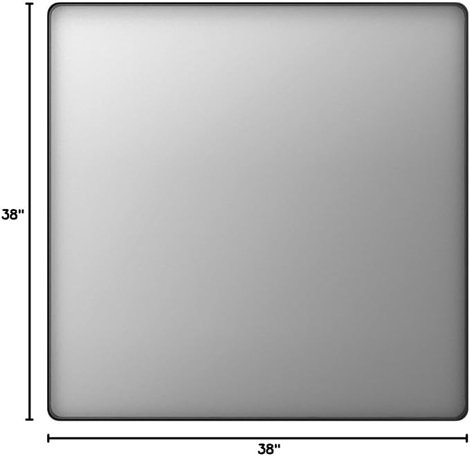 LOAAO 38x38 Inch Black Bathroom Mirror Metal Framed | Matte Black Bathroom Vanity Mirror, Rounded Rectangle, Anti-Rust, Tempered Glass, Hangs Horizontally or Vertically