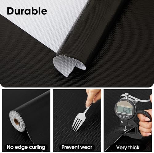 Drawer and Shelf Liner for Kitchen Cabinets, Black, 24IN X 20FT