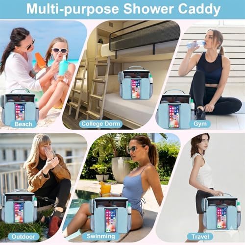 BAIMAY Quick Dry Mesh Shower Caddy, Travel Cruise Ship Essentials-Lightblue
