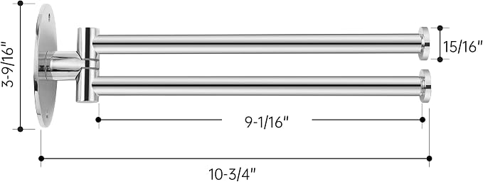 KES Swivel Towel Bar for Bathroom 9-Inch Kitchen Swing Out Double Towel Bar 2-Arm Kitchen Wall Mounted SUS 304 Stainless Steel Polished, A2106S23