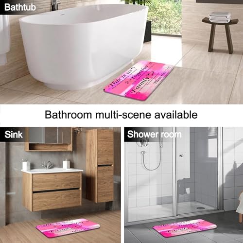 Lnond 4Pcs Shower Curtain Set with Toilet Lid Cover and Non-Slip Rugs for Bathroom,Hot Pink Abstract Motivational Bathroom Sets with Shower Curtain and Rugs