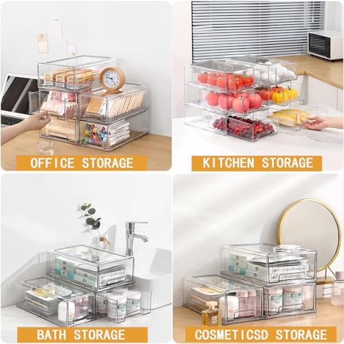 clear Drawer-Type Plastic Storage Box Bins Organizer,Family First Aid Kits Medicine cabinet Box Organizer,Closet ,Shelf,Ointments, Adhesive Bandages,Cosmetics,Office Items (clear, 2L)