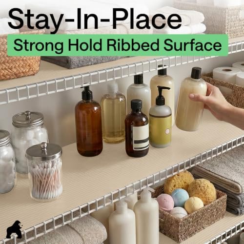GORILLA GRIP Shelf Liner, Non-Adhesive Cabinet Liners, 20"x20' Beige