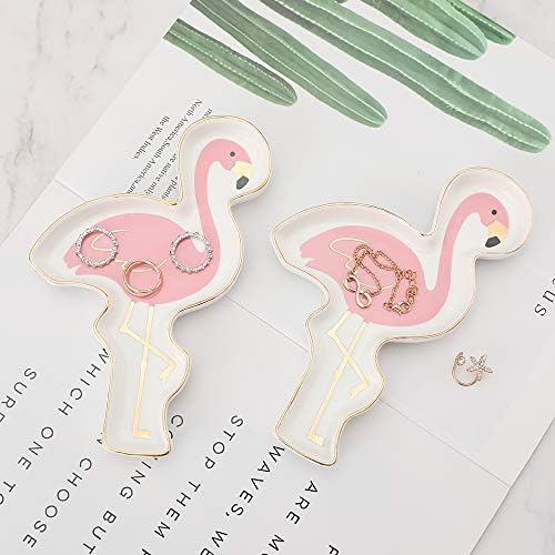 Stephanie Imports Flamingo Ceramic Trinket Plate and Decorative Jewelry Dish