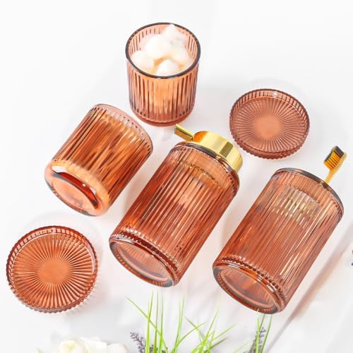 4pcs Brown Glass Bathroom Accessories Set