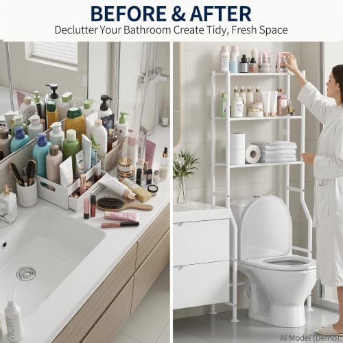Livilord 3-Tier Over Toilet Storage, Anti-Wobble, White