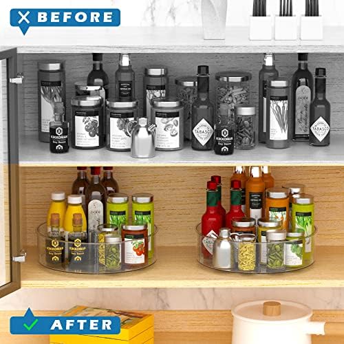 Divided Lazy Susan Turntable Storage Container Rotating Organizer Spinning Organizer Bins for Kitchen Cabinet, Pantry, Refrigerator, Countertop