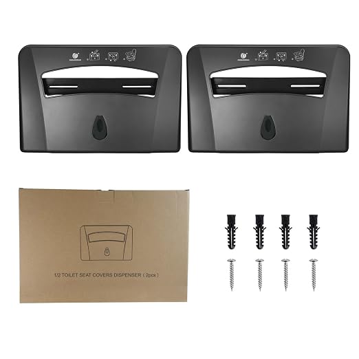 Toilet Seat Cover Dispenser, Dark Grey, 2-Pcs | Wall Mounted, Compatible with Half-fold