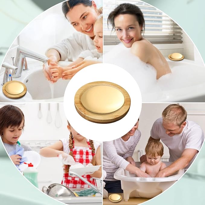 12 Pcs Bamboo Soap Dishes, Wooden Soap Tray Soap Holder, Shampoo Bar Holder Bar Soap Holder for Bathroom, Kitchen (Round)