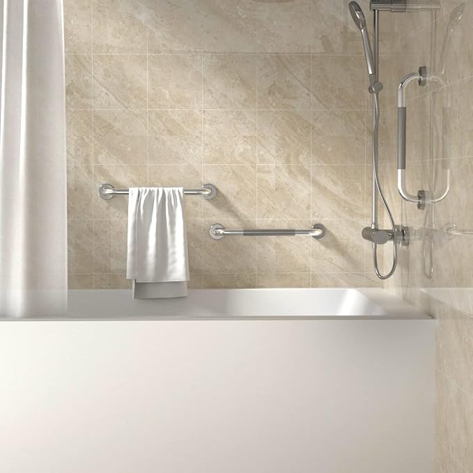 Anti Slip Shower Grab Bar 16 Inch, YuanDe Chrome Finish Stainless Steel Bath Grab Bar, Knurled Bathroom Safety Rail, Shower Handrail Support, Handicap Elderly Injury Senior Balance Assist Handles