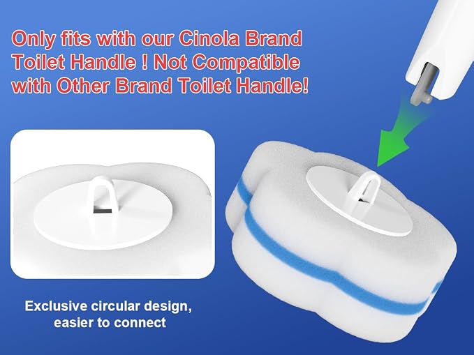48 Pack Disposable Toilet Wand Refills for Cinola Toilet Handle, 3-Layer Toilet Brush Replacement Heads, Hygienic Disposable Toilet Bowl Cleaner Pads for Bathroom Deep Cleaning