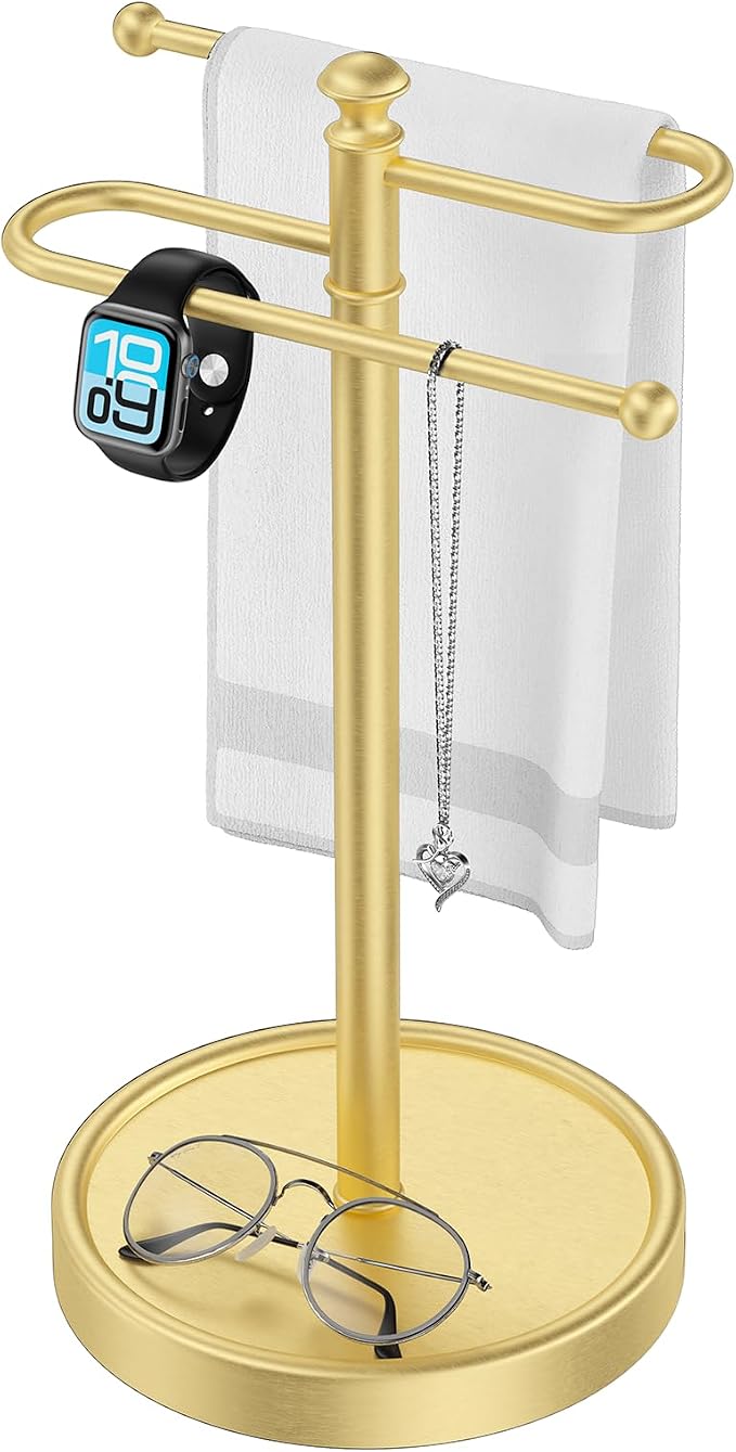 Hand Towel Holder, 304 Stainless Steel Heavy Duty S Shape Hand Towel Stand Free Standing Towel Bar for Bathroom Kitchen Countertop