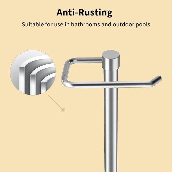 YUMORE Hand Towel Holder Stand Countertop Towel Rack Free Standing Towel Bar Hanger for Bathroom Kitchen (Brushed Nickel)