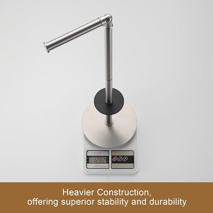 BGL Freestanding Toilet Paper Holder, Tissue Holder On Floor with Reserve Storage Paper Rolls, Roll Paper Holder Standing On Floor (Brushed Nickel)