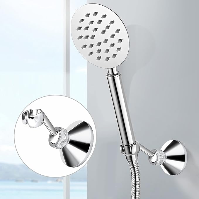 Shower Head Holders, YTTX Adjustable Shower Holder Cooper Shower Holder Bracket Chrome Plated Shower Set Shower Stand for Standard Shower Hose