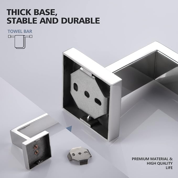 KOKOSIRI 36-Inch Single Towel Bar, Bathroom Kitchen Towel Holder, Wall Mounted SUS304 Stainless Steel Towel Rack, Polished Chrome, B4003CH-L36