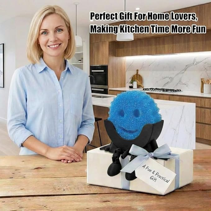 Creative Drainage Sponge Holder: Traceless Glue, 3D Printed Funny Kitchen Sink Holder, Keeps Sponge Dry – for Scrub Daddy (1, Black)