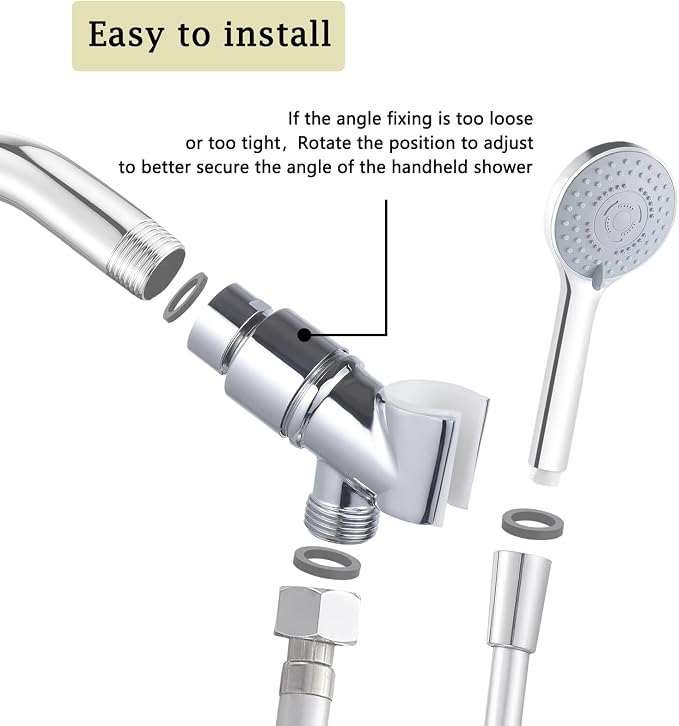 All Metal Handheld Shower Head Holder, Adjustable Shower Wand Holder with Brass Pivot Ball,Shower Arm Holder Mount for Connecting Shower Arm and Shower Hose,Chrome