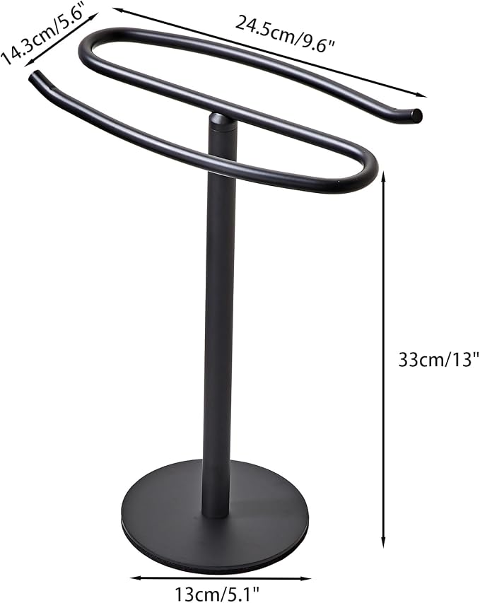 Matte Black Hand Towel Holder Stand,13 Inch Free-Standing Towel Rack, SUS304 Stainless Steel Towel Bar Rack Stand, Tower Bar for Bathroom Kitchen Vanity Countertop…
