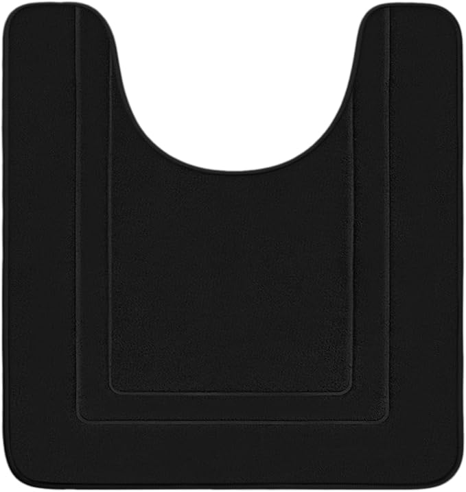 Cupic Cupid Memory Foam Bath Mat 24"×20", U-Shaped Bathroom Rugs, Black | Soft Touch, Cushioned Comfort, Non Slip Bathroom Mat, Super Absorbent & Quick Dry, Machine Washable for Shower, Tub & Vanity