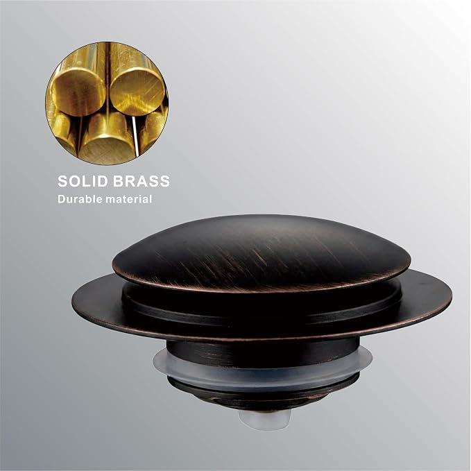 Oil Rubbed Bronze Bathtub Drain Stopper, Hidrop Universal Toe Touch Pop Up Bath Drain, Tip Toe Tub Drain Stopper Conversion Kit, Replaces Lift and Turn, Tip-Toe and Trip Lever Drains, EZ Install (ORB)