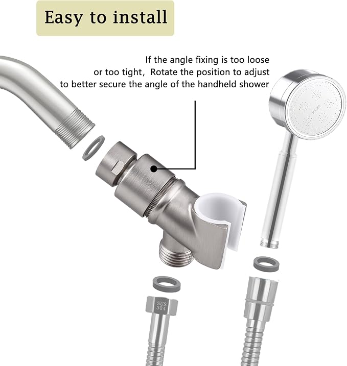 All Metal Handheld Shower Head Holder, Adjustable Shower Wand Holder with Brass Pivot Ball,Shower Arm Holder Mount for Connecting Shower Arm and Shower Hose,Nickel