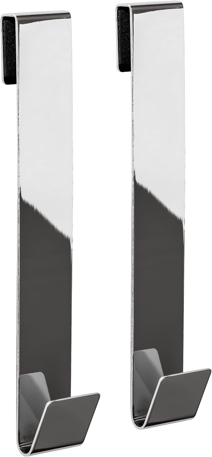 8" Shower Hooks, Chrome, 2 Pack - Shower Towel & Door Hook for Frameless Glass Door