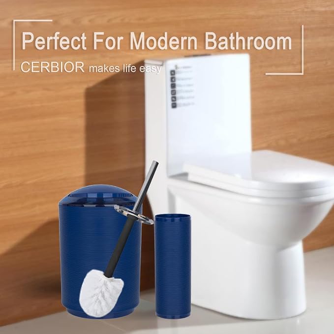 CERBIOR Bathroom Accessories Set 6 Piece Spiral Pattern Bath Ensemble,Blue | Includes Soap Dispenser, Toothbrush Holder, Toothbrush Cup, Soap Dish for Decorative Countertop and Housewarming Gift