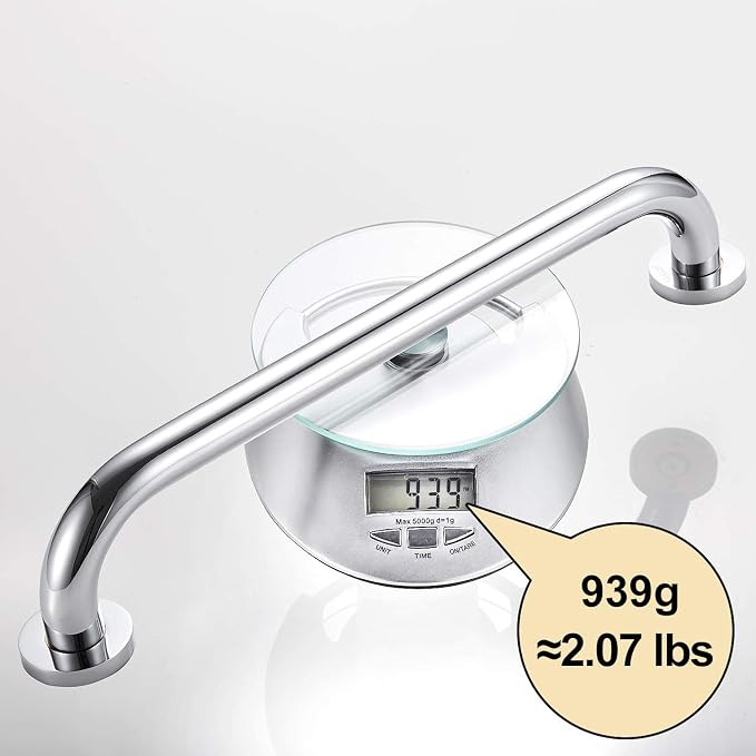 Shower Arms Grab bar for Bathroom Anti-Slip Safety Handrail Wall Grip Handle for Bathtub Toilet Slide Bars Brass Chrome Polished (16 INCH)