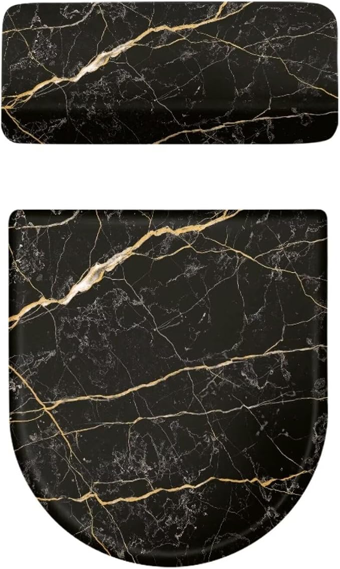 Black Marble Toilet Lid Cover Set of 2 Piece Tank Cover Replacement Home Bathroom Decor Accessories