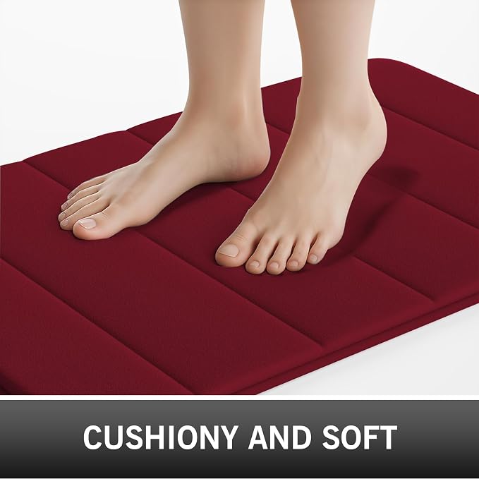 BurgundyBathroom Rugs Set 2 Piece Memory Foam Bath Rugs Non-Slip Bath Mat,Washable Room Mats,Absorbent Shaggy Rugs Super Soft Kitchen Mats, Carpets for Bathroom,Tub,Shower Home Decor