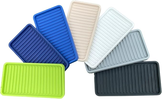 Silicone Sink and Surface Organizer Tray, Sponge Holder, Vanity Tray, Trivet, Heat Safe, Dishwasher Safe, for Bathroom and Kitchen Organization (Sand Dollar, 10"x5.25")