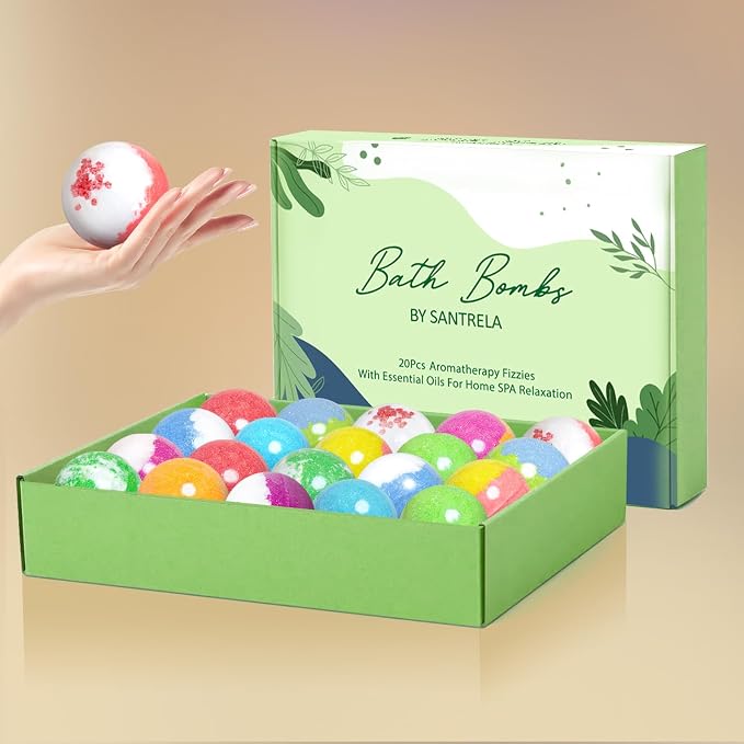 Bath Bombs for Women Gift Set, 20 Organic Bath Bombs with Essential Oil, Handmade SPA Bubble Bath for Relaxing, Gift for Her/Him, Women, Girls, Wife, Mother