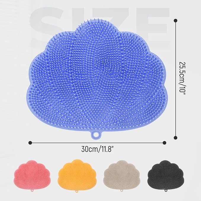 Silicone Shower Foot Scrubber Mat,2025 New Back Exfoliating Bath Wash Pad Wall Mounted Anti-Slip Suction Cups Foot Scrubber,Deep Cleaning Brush Back Massager Pad for Women Men (A-Grey)