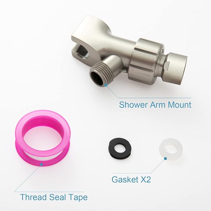 OFFO Shower Head Holder with Solid Metal Ball for Handheld Shower Head, Brushed Nickel Adjustable Shower Arm Mount for Connecting Shower Arm and Shower Hose, 1/2 in IPS Female Inlet and Male Outlet