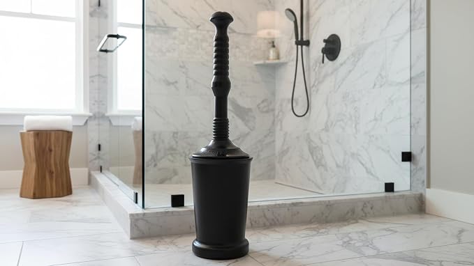 Master Plunger MP500-3TB Heavy Duty Bathroom Toilet Plunger Kit with Tall Bucket. Equipped with Air Release Valve, Black