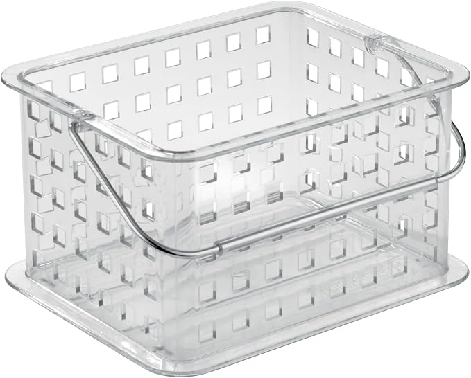 iDesign Small Clear Shower Caddy with Handle, 3-Pack | Portable, Shower Organizer, For Dorm or Bathroom