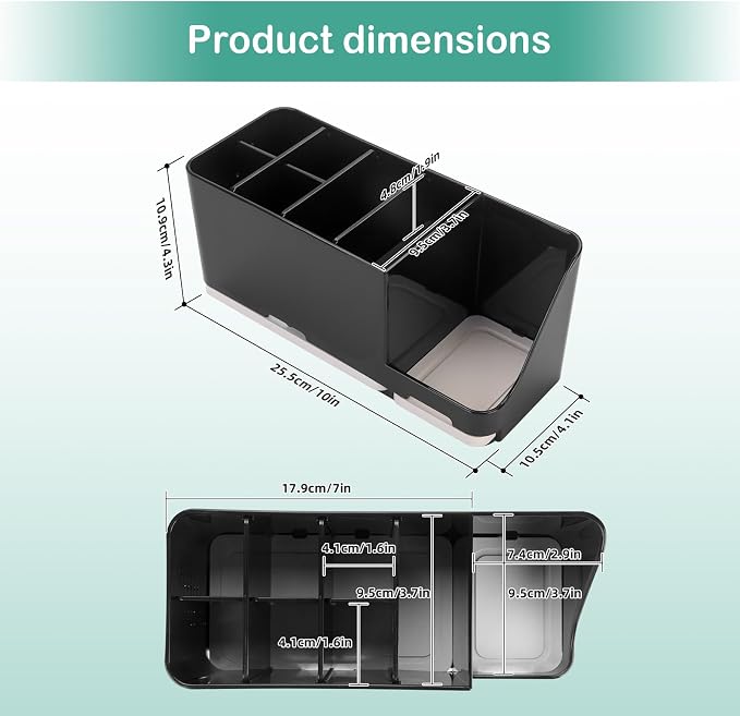 YONGAIJIA Toothbrush Holder for Bathroom Organizer with Diatom mud Board,Detachable 8 Slots Kids Electric Toothbrush Holder and Toothpaste Stand for Countertop Accessories Storage (Black)