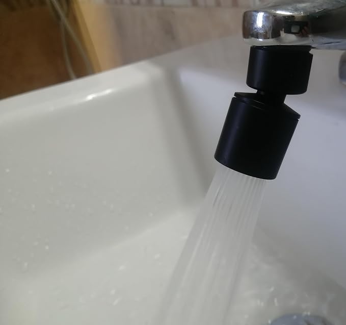 Rotate Kitchen Sink Faucet Attachment,kitchen bathroom faucet nozzle aerator,faucet extender, 360 degree swivel dual flow sprayer for sink tap head, rotatable water splash filter (black20° Angle)
