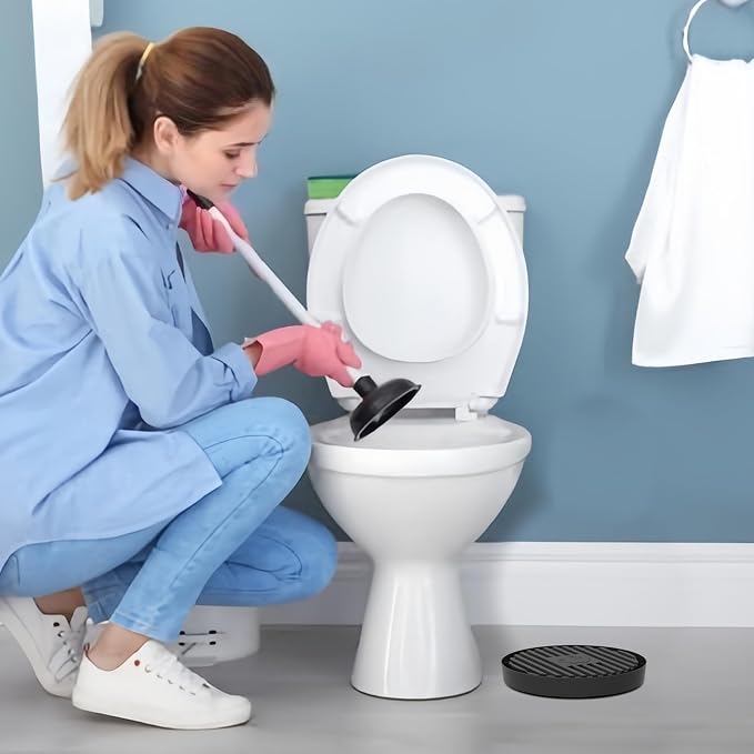Plunger Tray 2pcs Black - Plunger Mat Air Drying Mat for Toilet Plunger - Plunger Holder Catches Drips - Wicks Water from Plunger and Dries Quickly, Toilet Plunger Holder only