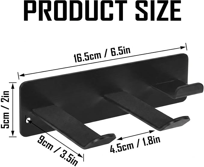 Hair Dryer Holder Wall Mount, Universal Hair Dryer Hanger for Bathroom/Bedroom/Barbershop, 304 Stainless Steel Organizer with 3M Adhesive, No Drilling Space Saver (Black)