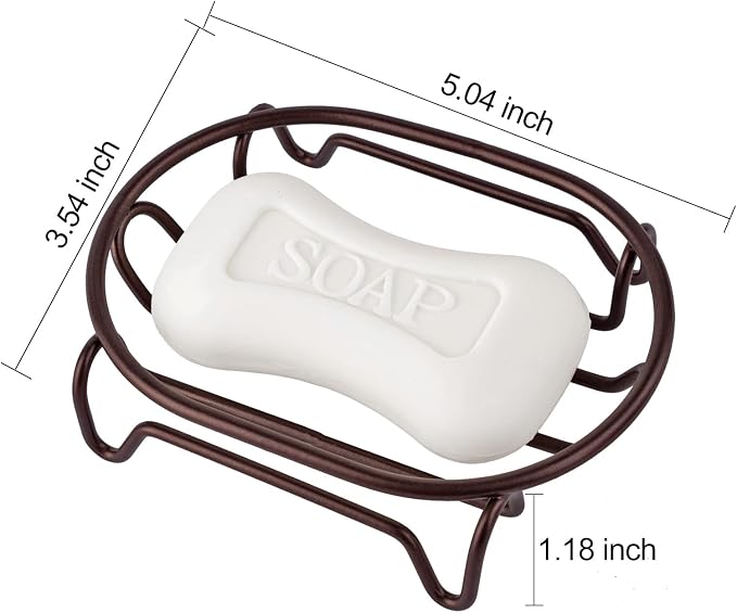 Soap Dish for Shower Bathroom Bar Soap Holder, Stainless Steel Self-draining Soap Rack Tray Saver Sponge Holder for Kitchen, Bath, Tub, Easy Cleaning, Extend Soap Life, Oval Bronze-1 Pack