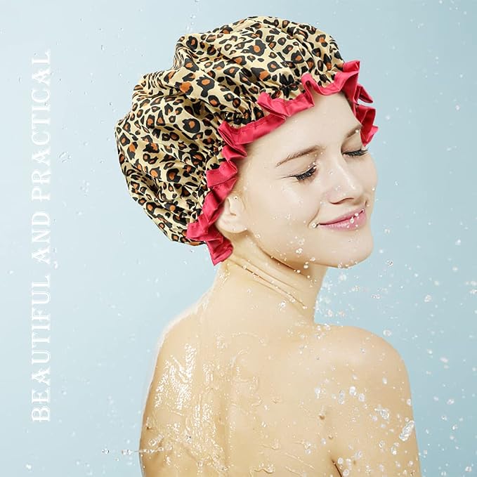 4 Pcs Shower Cap for Women Double Waterproof Layers Reusable Elastic | Elastic, Reusable, Environmental Protection, Double Waterproof Layers