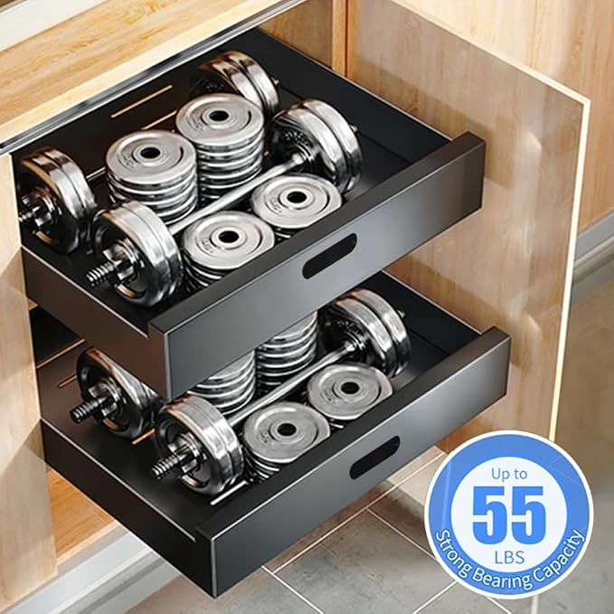 2 Pack Pull Out Drawers for Cabinets, 10" W x16.9" D Pull Out Cabinet Organizer Adhesive for Narrow Face Frame or Frameless Cabinets, Sturdy Pull Out Shelves for Kitchen,Pantry and Bathroom Vanity