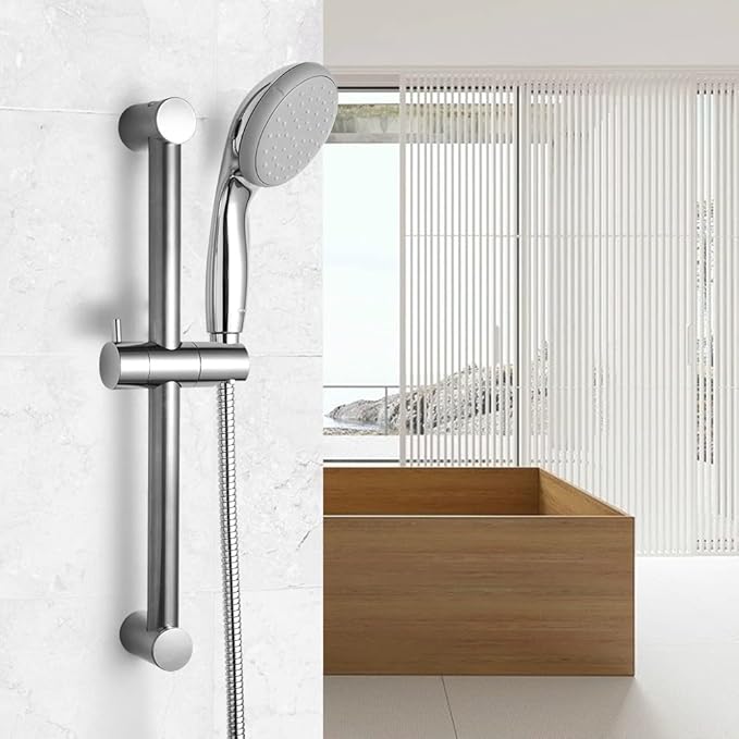 OFFO Shower Slide Bar 18 in Adjustable Installation Distance 12-17 in with 360° Adjustable Handheld Shower Head Holder for Bathroom, Screw Wall Mounted, Chrome Finish