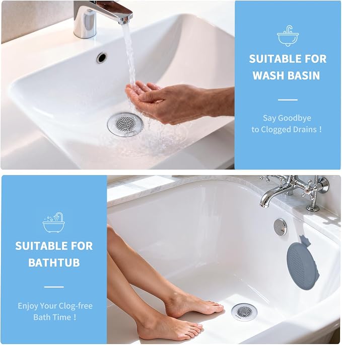 TRAPMATE Shower Drain Hair Catcher, 2.8" Fast Drainage Bathtub Stopper Drain Strainer Kit, Stainless Steel Shower Drain Cover, Bathtub Drain Protector for Sinks & Tubs (Patented Product)