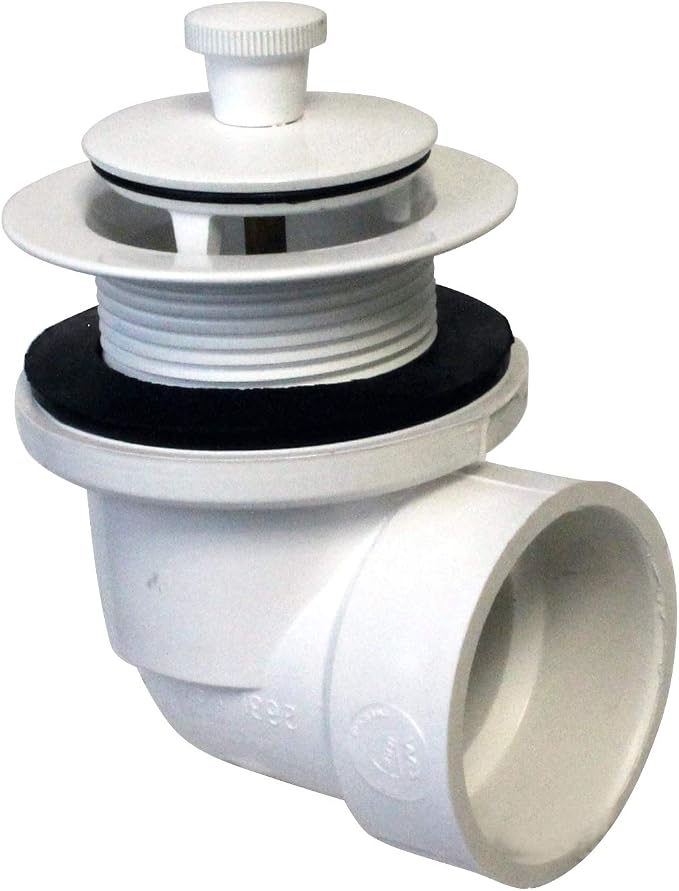 Westbrass D3324-50 1-1/2" NPSM Pull & Drain Bathtub Plug, Coarse Thread, Powder Coat White
